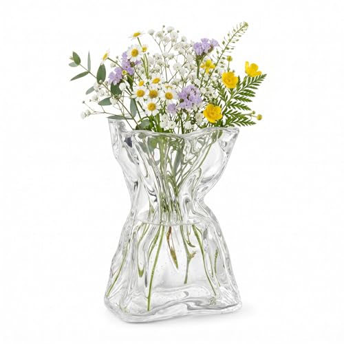 Jarrón de tulipanes de 20 cm moderno de cristal transparente para ramos y rosas de comedor 2