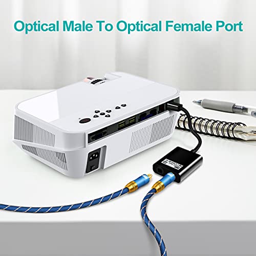 Image of EMK Optical Splitter 1 in 2 Out Fiber Optic Audio Splitter 1x2 Toslink Optical Adapter for Home Theater,Sound bar,Speaker,Xbox 360,Playstation,TV, DVD Player and More - Black (Black)