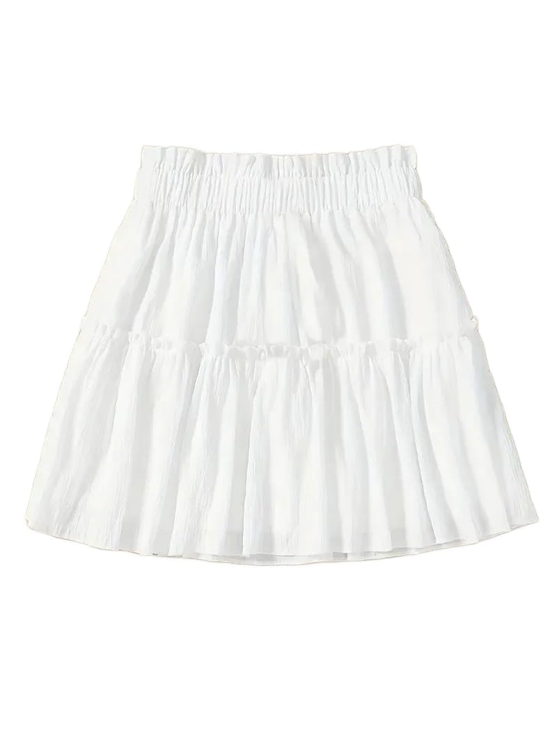 PINKHUB Women's Cotton Tiered Mini Skirt | High-Waisted Flowy Skirt with Elastic Waistband | Casual Western Style | Soft & Breathable | Comfortable Fit | Made in India
