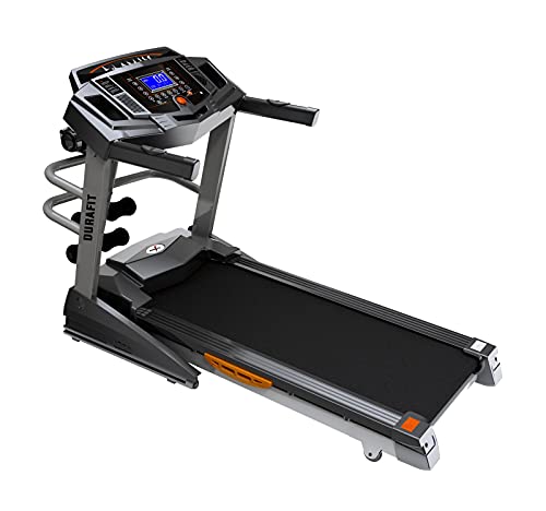 Image of Durafit Surge Multifunction 2.0HP ( 4.0HP Peak ) DC-Motorised Treadmill ( Max Speed: 14 km /hr, Max Weight: 120 ) with Free home installation and Foldable & Moveable, LCD Display, Stabilizer & Spray