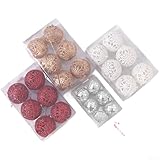 Shophubio Feestelijke kerstdecoraties, set van 6 kerstboomballen - herbruikbare plastic ornamenten voor binnen en seizoensgebonden display (E)