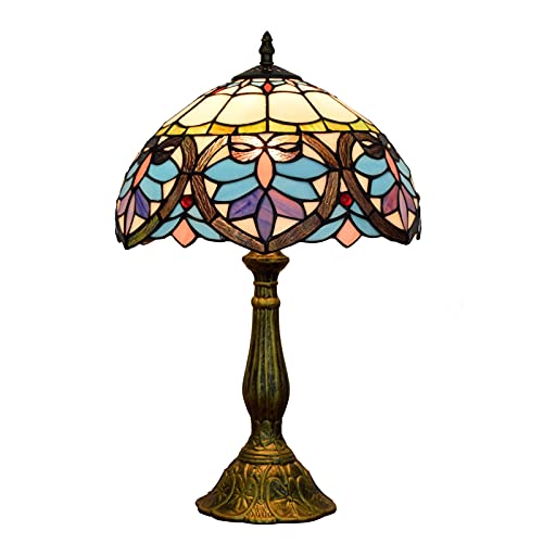 Lampe Tiffany W12H18 - Amour bleu - Ombre baroque antique - Lampe de table - Socle - Lampe de lecture - Amoureux - Salon - Chambre à coucher - Bar - Artisanat - Cadeau Cover