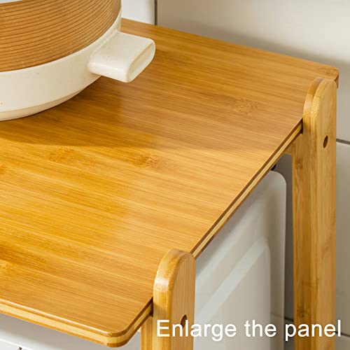 Support de rangement pour micro-ondes et petit four électrique en bambou - 4