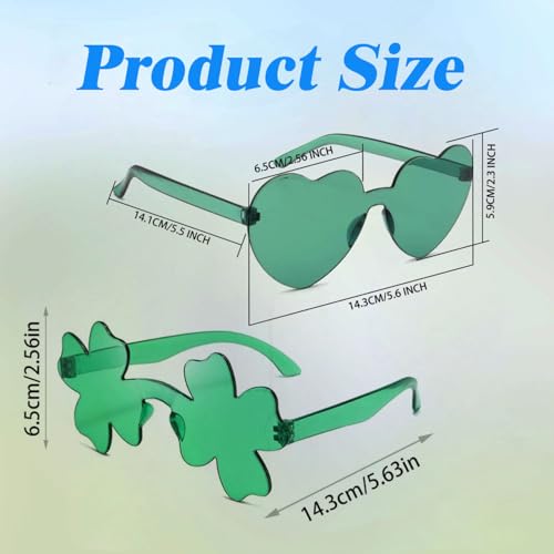 2 Pcs Green St Patricks Day Sunglasses for Women Men, Shamrock Glasses Outfit Accessories Adult3