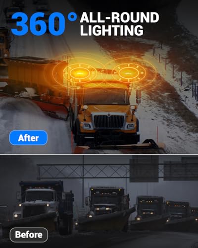 SUPAREE 12/24V Rundumleuchte Steckbar LED Rundumleuchte für Traktor mit Schalter 12 Blinkmuster IP67 Wasserdicht Amber für Traktor LKW PKW Traktoren Gabelstapler