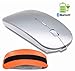 Tsmine Bluetooth Wireless Charger Computer Mouse for MacBook Air Mac Pro Laptop Ipad Pad PC The Laser Optical Rechargeable Mini Slim Silent Mice is Replacement Wired Widely Used Desktop iMac (Silver)