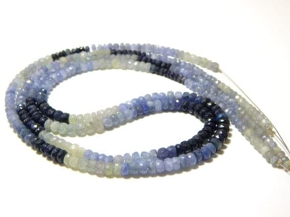 Blue Sapphire Shaded Faceted Roundelle de saphir naturel haut de gamme pour collier