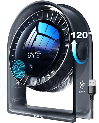 2025 New Desk Fan, Quiet Air Circulator Mini Fan for Bedroom, Portable Smart Display USB Fan, 4...