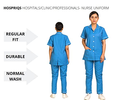 Image of Unisex Nurse Uniform With Normal Length Half Sleeves Top With 2 Pockets Regular Fit Pant Two Side Pockets - Ideals for Hospital Staff /Clinics /Nanny Uniforms |