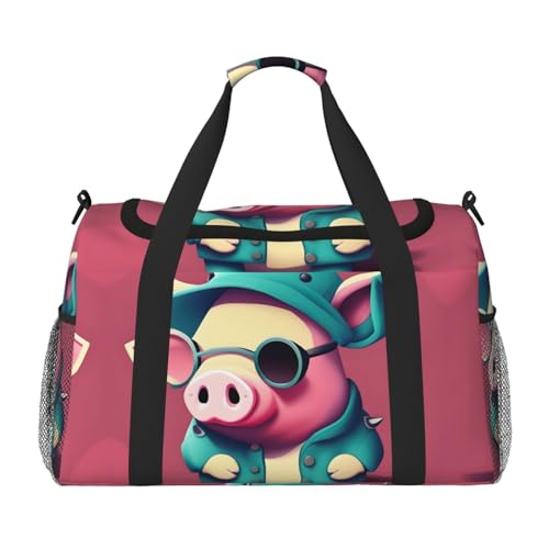 Sac de voyage cochon noir pliable et grand sac de sport