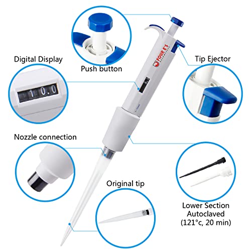 Four E'S Scientific 5752 1-10Ml Single-Channel Pipettor Adjustable Variable Volume Micropipette High Accurate Pipettor thumb #1