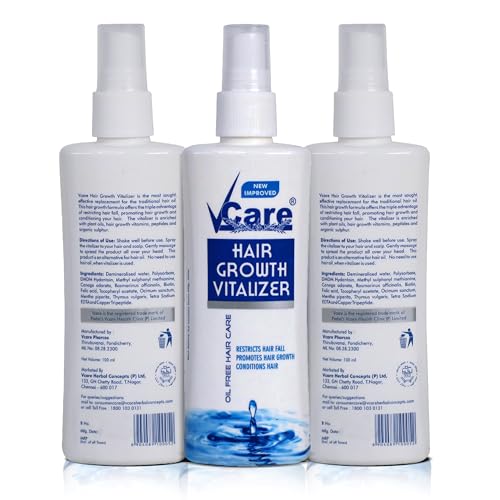 Image of VCare Hair Growth Vitalizer For Frizzy Hair and Moisturize Dry Head | Reduces Hair Fall | Dandruff Control Serum Oil Free | No Sulphate, No Cruelty, and No Paraben(Pack of 3)100 ml