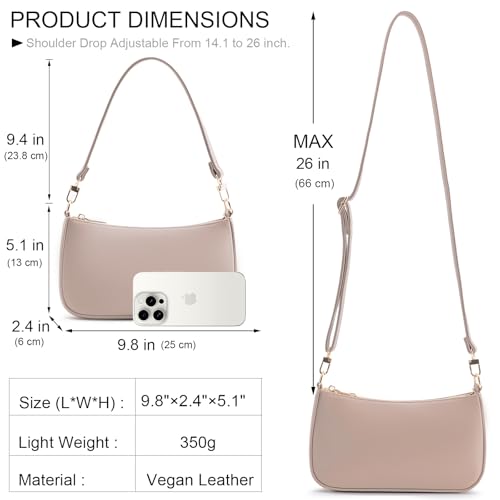 Image of Shoulder Bag for Women Retro Vegan Leather Classic Clutch Tote HandBags Purses with Zipper Closure