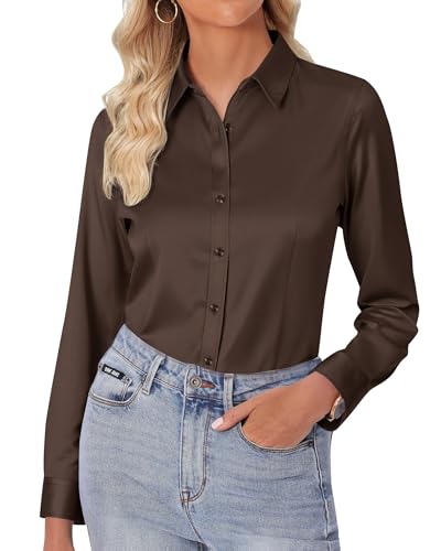 siliteelon Damen Bluse Langarm Bügelfrei Damenbluse Button-Down...
