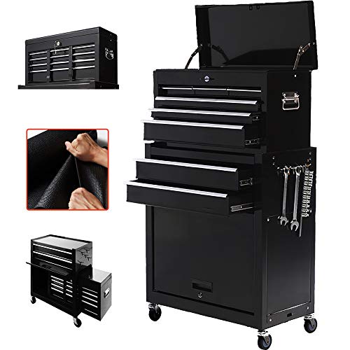 Zety Corp New 8 Drawer Rolling Tool Chest Portable Tool Box Organizer on Wheels Tool Storage Cabinet (Black)