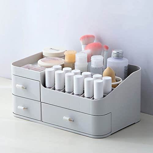 Large Cosmetic Storage Box for Sbrvaniy Vanity Cosmetics Display Cases Makeup Storage Drawers for Bathroom Organizer stackable drawers, 3 Layers Perfect Gifts Grey