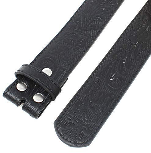 Bc Belts Leather Belt Strap With Embossed Western Scrollwork 1.5" Wide With Snaps (Black-Xxl) #TOP2