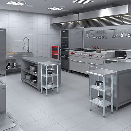 Image of AmGood Stainless Steel Work Table with 2 Shelves | NSF | Metal Utility Table (18 inch Long x 18 inch Deep)