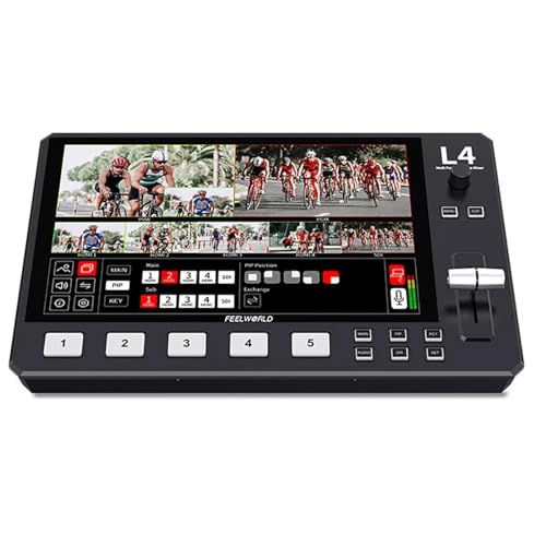 FEELWORLD L4 Multi-Camera Video Mixer Switcher 10.1\" Touch Screen USB3.0 Fast Streaming Broadcast Switcher SDI HDMI-compatibe