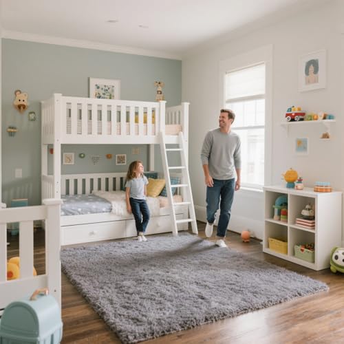 Area Rugs for Bedroom Living Room, 4x6 Soft Large Fluffy Fuzzy Shag Plush Furry Carpet, Soft Indoor Floor Mat for Kids Nursery Home Dorm Office Decor Aesthetic, Light Grey