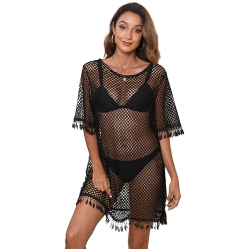 Robe de plage ample en maille ajourée blanche style bikini cover up sexy
