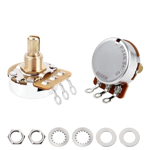 Potentiomètre laiton B500K Banworks à 24 cannelures pour l'électronique de guitare Fender