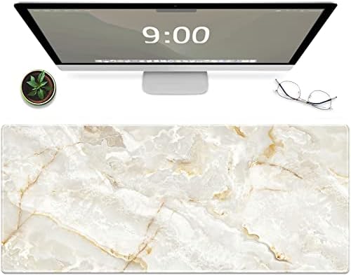 Galdas Large Mouse Pad Marble Pattern XXL XL Large Mouse Pad Mat Long Extended Mousepad Desk Pad Non-Slip Rubber Mice Pads Stitched Edges Thin Pad (31.5x11.8x0.12