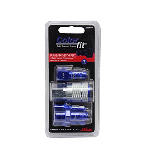 Image of ColorFit Coupler & Plug Kit (5 Piece), T-Style 1 /4 inch NPT Blue