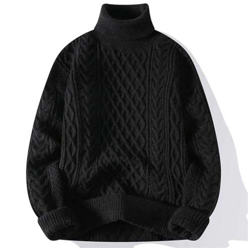 Men's High Neck Thickened Warm Sweater/Winter Solid Fit Straight Tube Twist Knit Pullover 5