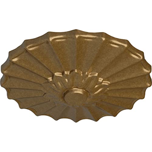 Image of Ekena Millwork CM09SHPAS 9 inchOD x 1 3 /8 inchP Shakuras Ceiling Medallion Fits Canopies Up to 1 3 /8 inch, Pale Gold