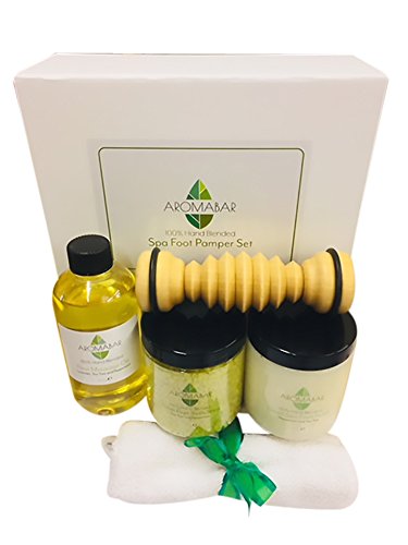 Spa pieds coffret cadeau avec sel de bain de gommage et masseur en bois