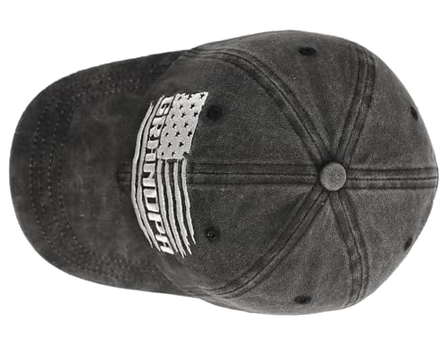 Image of Grandpa American Flag Hats for Men, Best Dad Birthday Gifts for Grandfather, Adjustable Embroidered Cotton Baseball Cap