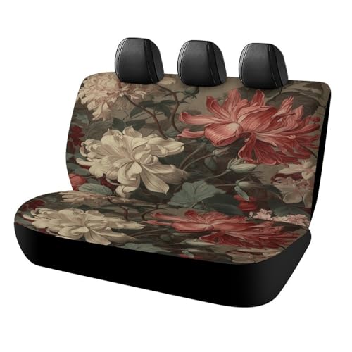 Funda de asiento de coche duradera con flores rojas y melocotón para renovar el interior de tu coche