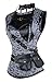 Charmian Women's Plus Size Retro Goth Spiral Steel Boned Brocade Steampunk Bustiers Corset with Jacket and Belt Grey XXXXX-Large