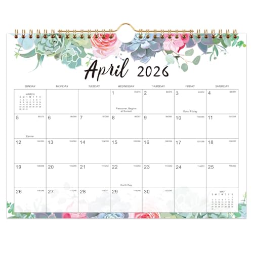 Image of 2026 Calendar - JAN 2026 - DEC 2026, Wall Calendar 2026, 11 inch x 8.5 inch, 12 Months Wall Calendar, Writing Blocks, Julian Dates, Spiral Bound
