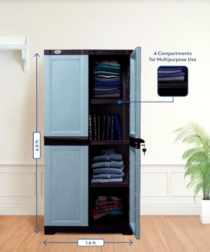Image of Prima Viva-2 Plastic Storage Cabinet (Medium H 4 Ft x W 2 Ft x D 1.6 Ft) | 4 Compartments Multipurpose Organizer for Home & Office | Strong, Stylish & Spacious Cupboard for Clothes & Essentials