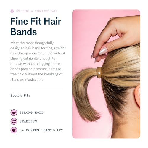 Image of Gimme Beauty Fine Hair Elastic Bands - Slim-Fit Elastic Ties for Fine, Brittle, or Bleached Hair - No-Dent, Gentle-Grip Ponytail Holders for All-Day Comfort - 12 Pack, Dark Blonde