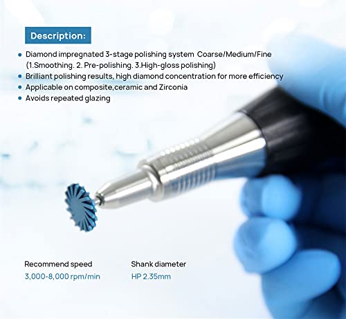 Dental Composite Resin Polishing Polisher Rubber Wheel Spiral Flex Polisher Diamond System Ra Disc Kit Shank Diameter 2.35Mm 6Pcs Per Box #TOP2