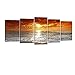 Wieco Art - Grand Sight 5 Panels Modern Landscape Artwork HD Seascape Giclee Canvas Prints Sea Beach Pictures to Photo Paintings on Canvas Wall Art DÃcor for Living Room Bedroom Decorations