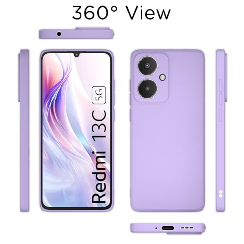 Image of Outlouders Back Cover for Redmi 13C 5G | Camera Protection | Durable Soft Matte Silicone Bumper Case (Purple)