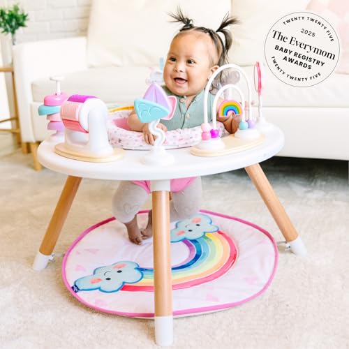 Image of Little Acorn, 4-in-1 Baby Activity Center | Montessori-Inspired Design | 8 Interactive Toys | Tummy Time, Exersaucer & Toddler Table | Shower Gift | Essential (Rainbow)