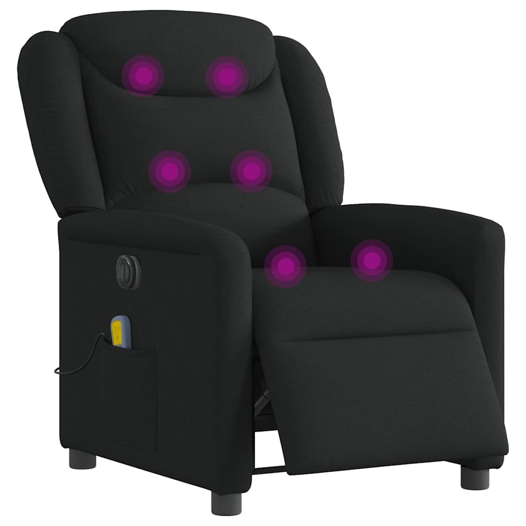 Poltrona massaggiante elettrica nera, 78 x 95 x 100 cm, con funzione sdraiata, massaggio vibrante a 6 punti e telecomando per soggiorno, ufficio, camera da letto