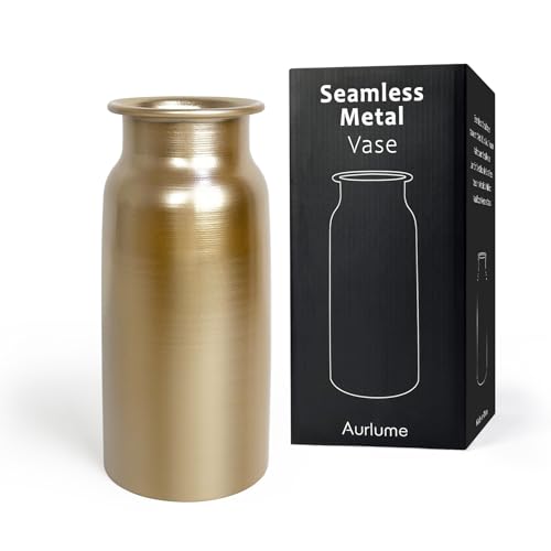 Gold Seamless Metal Flowers Vase Decor, 10.8' Tall...