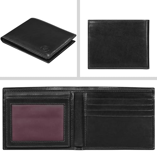 Image of Maxwell Scott - Personalized Mens Luxury Leather 2-in-1 Trifold Wallet with Card Holder and ID Window - The Asti Black