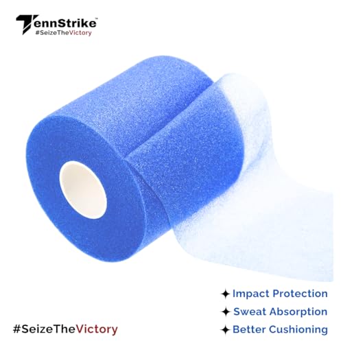 Image of 27 Metre x 70 mm Cushion Wrap for Badminton, Tennis & Pickleball Rackets | Shock & Vibration Control | Moisture Absorbing Cushion | Pro Player Use | Yellow Color (Dark Blue)