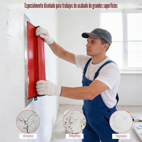 Miniatura 7 de Gaeshow Juego De Espátulas De Acero Inoxidable 0.35 Mm, Llana Para Alisar Paredes, Espatula Masilla Con Mango En Z, Espatulas Pladur Para Paneles De Yeso, Paredes Y Techos 40cm 60cm