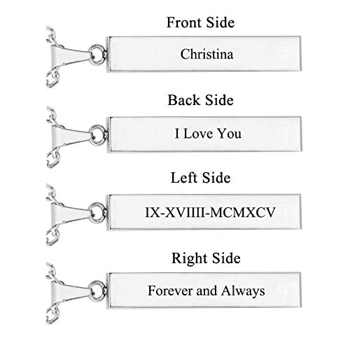 PiercingJ 4 Side Engraving Personalized Custom Message Name Bar Necklace Stainless Steel Pendant Chain for Men Women Valentine's Day Gift Box4