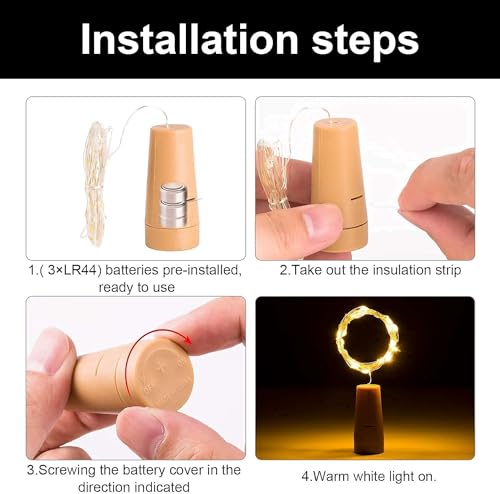 Image of ANKRI Wine 20 LEDs Wine Bottle Cork Copper Wire String Battery Operated Fairy Lights for Bottle DIY Home Party Wedding Diwali Decoration | Pack of 1