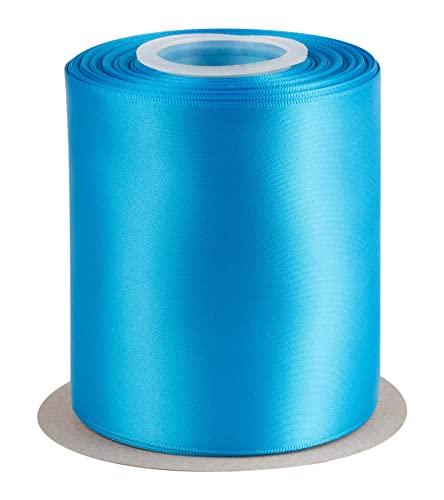 AVANAVA 100mm Wide Ribbon Double Face Satin Ribbon - 22 Meters (327-Mosaic Blue), 100mm x 22M