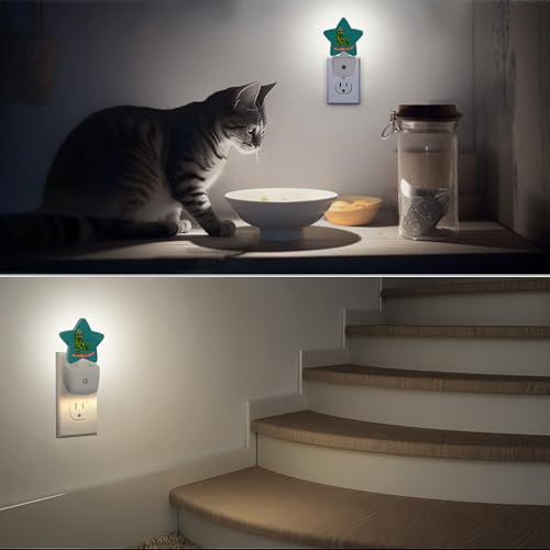 Image of Dinosaur Green Night Light Plug-in Dusk to Dawn Smart Sensor White Led Nightlight for Bedroom Bathroom Kitchen Hallway Stairs Energy Efficient Decor Desk Lamp